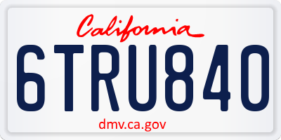 CA license plate 6TRU840