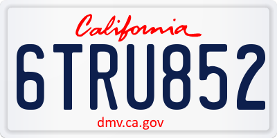 CA license plate 6TRU852