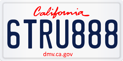 CA license plate 6TRU888