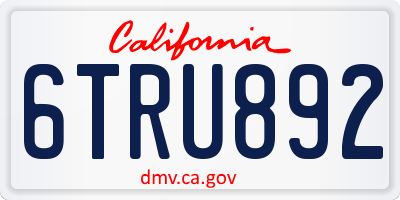 CA license plate 6TRU892