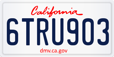 CA license plate 6TRU903