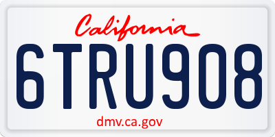 CA license plate 6TRU908