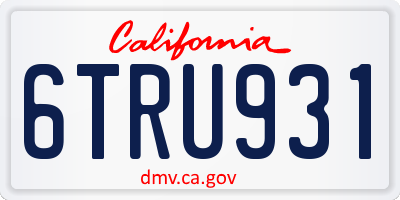 CA license plate 6TRU931