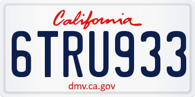 CA license plate 6TRU933