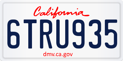 CA license plate 6TRU935