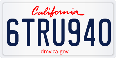 CA license plate 6TRU940