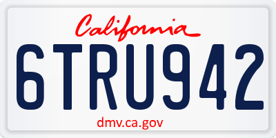 CA license plate 6TRU942