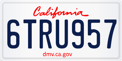 CA license plate 6TRU957
