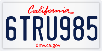 CA license plate 6TRU985