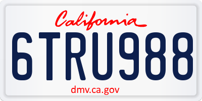 CA license plate 6TRU988