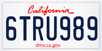 CA license plate 6TRU989