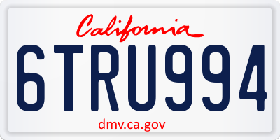 CA license plate 6TRU994
