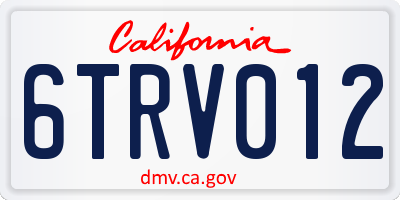 CA license plate 6TRV012