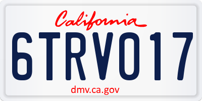 CA license plate 6TRV017