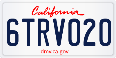 CA license plate 6TRV020