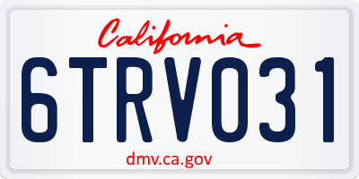 CA license plate 6TRV031