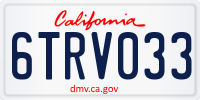 CA license plate 6TRV033