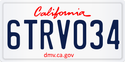 CA license plate 6TRV034