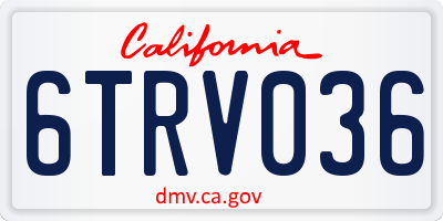 CA license plate 6TRV036