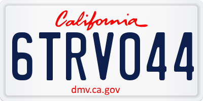 CA license plate 6TRV044