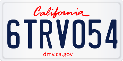 CA license plate 6TRV054