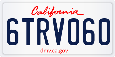 CA license plate 6TRV060
