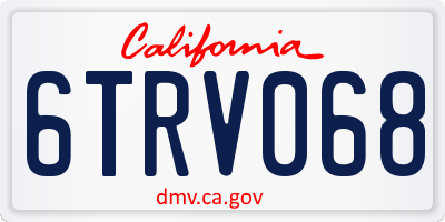 CA license plate 6TRV068