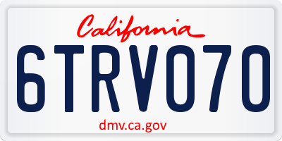 CA license plate 6TRV070