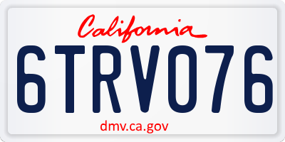 CA license plate 6TRV076