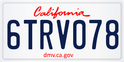 CA license plate 6TRV078