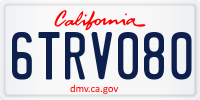 CA license plate 6TRV080