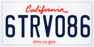 CA license plate 6TRV086