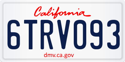 CA license plate 6TRV093