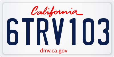 CA license plate 6TRV103