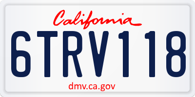 CA license plate 6TRV118