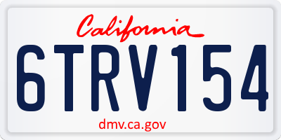 CA license plate 6TRV154