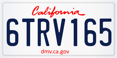 CA license plate 6TRV165