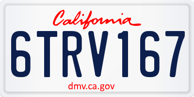 CA license plate 6TRV167