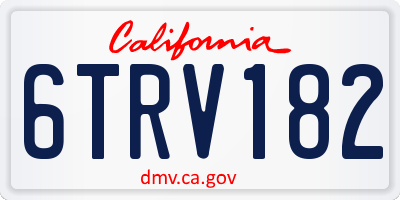 CA license plate 6TRV182