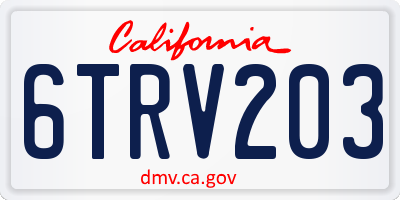 CA license plate 6TRV203
