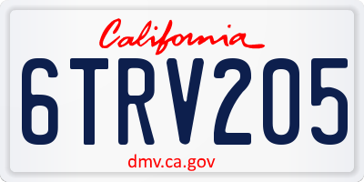 CA license plate 6TRV205