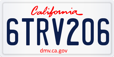 CA license plate 6TRV206