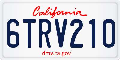 CA license plate 6TRV210