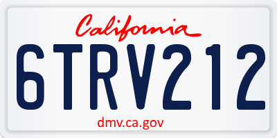 CA license plate 6TRV212