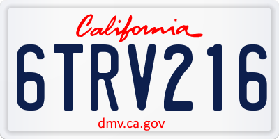 CA license plate 6TRV216