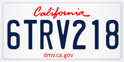 CA license plate 6TRV218