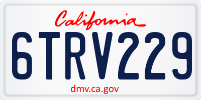 CA license plate 6TRV229