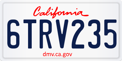 CA license plate 6TRV235