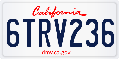 CA license plate 6TRV236