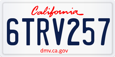 CA license plate 6TRV257